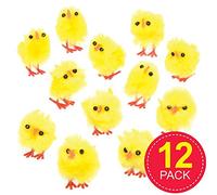 Baker Ross E432 Lot de 12 Mini Poussins pour décoration de gâteaux, modèles, présentoirs ou activités de Chasse de Pâques Jaune