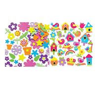 Baker Ross EK324 Autocollants en Mousse Auto-Adhésifs pour Jardin de Fleurs - Paquet de 200, pour que les Enfants Décore Collage & Autocollants oiseaux en mousse sur le thème du printemps (lot de 120)