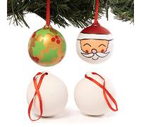 Baker Ross EX5152 Boules en Céramique - Boîte de 4, Décorations de Noël en Céramique à Peindre, Parfait pour Les Activités et Loisirs de Noël pour Les Enfants, Brown