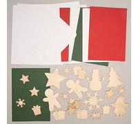 Baker Ross FC154 Kit Carte Enfant avec Formes de Noel en Bois - Lot de 6, Cartes de Voeux de Noël, Carte de Vœux, Activites Manuelles pour Enfant