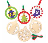 Baker Ross FC190 Boules de Noel Enfant en Bois - Lot de 10, Decoration Bois à Décorer, Bois a Peindre Enfant, Activites Manuelles pour Enfants