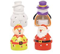 Baker Ross FC257 Porte Bougie Enfants en Céramique motif Noël - Lot de 3, Bougeoir Decoration, Bougeoir de Noel, Loisirs Créatifs pour les Enfants