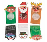 Baker Ross FC273 Sachet Bonbon pour les Enfants motif Noël - Lot de 10, Sac Cadeau, Sachet Confiserie, Sac de Fete Anniversaire Enfant