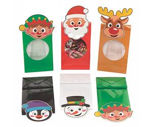 Baker Ross FC273 Sachet Bonbon pour les Enfants motif Noël - Lot de 10, Sac Cadeau, Sachet Confiserie, Sac de Fete Anniversaire Enfant