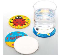 Baker Ross FE527 Sous-verres ronds en céramique - Paquet de 6, Loisirs créatifs pour enfants et adultes