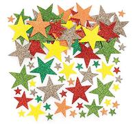 Baker Ross FE605 Autocollant Enfant Mousse et Paillette motif Automne Etoiles - Lot de 198, Autocollants pour Enfants, Stickers Scrapbooking, Scrapbooking Accessoires, Loisir Creatif Enfant