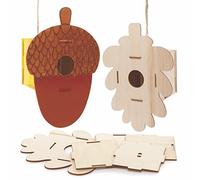 Baker Ross FE640 Cabanes à Oiseaux en Bois Enfants pour l'Automne - Lot de 2, Decoration Bois à Décorer, Bois a Peindre Enfant, Activites Manuelles pour Enfants