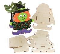 Baker Ross FE750 Pot de Fleur Enfant en Bois Halloween - Lot de 3, Kit de Décoration pour Enfant, Loisirs Créatifs pour Enfants