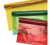 Baker Ross FE803 Rouleaux de Cellophane aux Couleurs de Noël - Lot de 3, Fournitures d’Artisanat pour Enfants, Matériel Bricolage de Noël