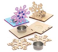 Baker Ross FE890 Porte Bougie Enfant en Bois forme Flocon de neige - Lot de 4, Porte Bougie Decoration, Porte Bougies Decoratif, Loisir Creatif Enfant