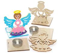 Baker Ross FE926 Porte Bougie Enfant en Bois en forme d'Ange - Lot de 4, Porte Bougie Decoration, Porte Bougies Decoratif, Loisir Creatif Enfant