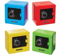 Baker Ross FN141 Mini coffre-fort à combinaison - Lot de 4, petits jouets pour enfants, banque de pièces de monnaie, pour remplir les sacs de fête