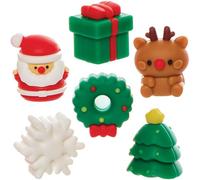 Baker Ross FN346 Gommes de Noël - paquet de 12, pour remplir les sacs de Noël des enfants