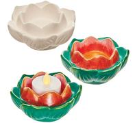 Baker Ross FN375 Porte-Bougies à réchaud en céramique Lotus - Lot de 2, Peinture sur céramique pour Les Enfants, Porte-Bougies à Peindre pour Les Enfants