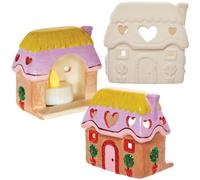 Baker Ross FN379 Porte-bougies à réchaud en céramique Spring Cottage - Lot de 2, peinture sur céramique pour les enfants, porte-bougies à peindre pour les enfants