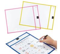 Baker Ross FN485 Pochettes A4 réutilisables effaçables à sec - Lot de 6, fournitures scolaires et éducatives pour enfants et enseignants