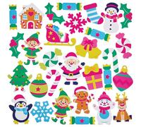Baker Ross FN676 Autocollants de Noël joyeux et lumineux - Lot de 125, autocollants de Noël pour le bricolage et les décorations festives