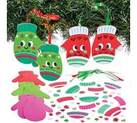 Baker Ross FN678 Kits de décoration assortis pour Noël Moufles - Lot de 5, kits de bricolage de Noël pour créer des décorations sur le thème des moufles