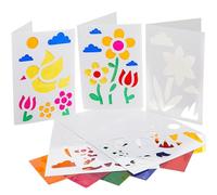 Baker Ross FN688 Kits de cartes de vœux vitrail de printemps - Lot de 6, cartes de vœux de printemps avec effets cellophane colorés