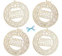 Baker Ross FX496 Couronnes de Pâques en bois filigrane - Lot de 4, Décorations de Pâques pour les enfants