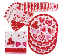 Baker Ross FX501 Set de vaisselle de fête en forme de cœur - Lot de 25 pièces, Set de vaisselle pour la Saint-Valentin pour les fêtes d'enfants.