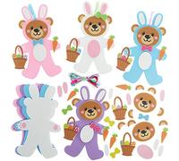 Baker Ross FX503 Kit de décorations de Pâques en forme de lapin et d'ours en peluche - Lot de 8, Décoration de Pâques en mousse pour les enfants.