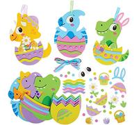 Baker Ross FX532 Kit de Décoration d'Œufs de Pâques Dinosaures - Lot de 8, Décoration de Pâques en mousse pour les enfants