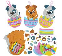 Baker Ross FX543 Kit de décoration d'oeufs de Pâques en forme de chien - Lot de 8, kits de décoration de Pâques en mousse pour les enfants
