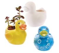 Baker Ross FX570 Pots de fleurs en céramique canard - Boîte de 2, peignez votre propre pot de fleurs