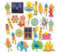 Baker Ross FX591 Autocollants en feutre Divali Foam Stickers - Pack de 200, Matériel de bricolage Diwali pour les enfants