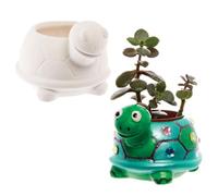 Baker Ross FX594 Pot de fleurs en céramique Tortue - Boîte de 2, Peignez votre propre pot de fleurs