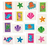 Baker Ross FX687 Tatouages Sealife - paquet de 80, tatouages temporaires pour enfants, cadeaux pour sacs de fête, jouets pour enfants
