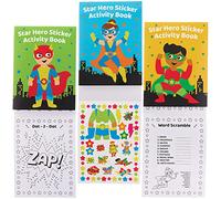 Baker Ross FX733 Livre d'activités d'autocollants Star Hero - Lot de 8, livres d'autocollants pour enfants.