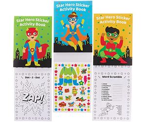 Baker Ross FX733 Livre d'activités d'autocollants Star Hero - Lot de 8, livres d'autocollants pour enfants.