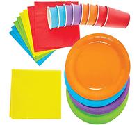 Baker Ross FX750 Kit vaisselle de fête aux couleurs de l'arc-en-ciel - paquet de 25 pièces, set de vaisselle arc-en-ciel pour fêtes d'enfants