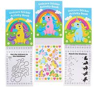 Baker Ross FX810 Livre d'activités autocollants Licorne - Lot de 8, Livre d'activités autocollants pour enfants