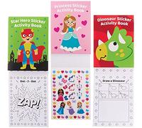 Baker Ross FX833 Livres d'activités autocollants - Lot de 8, livres d'autocollants pour remplir les sacs de fête pour les enfants