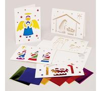 Baker Ross FX891 Kit de cartes de la Nativité en verre teinté - Lot de 6, kits de décoration de Noël pour les enfants
