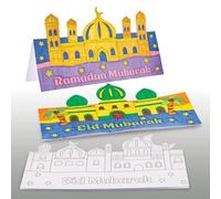 Baker Ross FX934 Cartes à colorier du Ramadan et de l'Aïd - Paquet de 10, Kits d'éducation religieuse et d'artisanat pour les enfants