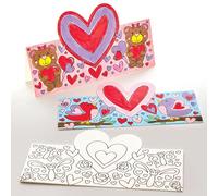 Baker Ross FX954 Hearts Colour In Cards - Pack of 10, Valentines Craft Kits for Kids (Cartes à colorier pour la Saint-Valentin)