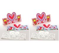 Baker Ross FX954 Hearts Colour In Cards - Pack of 10, Valentines Craft Kits for Kids (Cartes à colorier pour la Saint-Valentin) (Lot de 2)