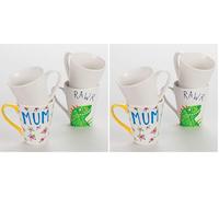 Baker Ross Grandes tasses en porcelaine à personnaliser - Paquet de 4 - Matériel créatif pour enfants et adultes - version anglaise (Lot de 2)