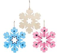 Baker Ross Guirlande Sapin Noel en Bois motif Flocon de Neige - Lot de 6, Loisir Creatif Noel (FX271)