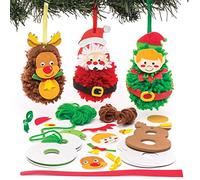 Baker Ross Kit de décorations de Noël en Pompons (Paquet de 3) - Loisir créatifs pour Enfants et Adultes