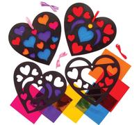 Baker Ross Kits de décorations cœurs à effet vitrail (Paquet de 6) - Loisirs créatifs de la Saint-Valentin pour enfants et adultes AT551