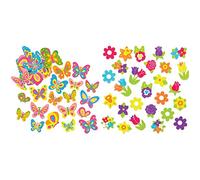 Baker Ross Lot de 102 Autocollants Papillons en Mousse- Idéal pour Les activités Scrapbooking & Autocollants de fleurs printanières en mousse (Paquet de 120) -Loisirs créatifs pour enfants, AT638