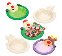 Baker Ross Lot de 2 Assiettes en Porcelaine Motif Père Noël et Renne, coloris assortis