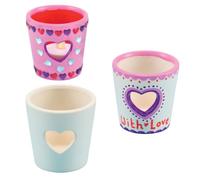Baker Ross Lot de 4 Mini photophores en Forme de cœur, prêts à Peindre, en céramique pour Enfants à décorer et à Exposer (boîte de 4) EF371