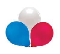 Baker Ross PJ172 Ballons de fête rouge, blanc et bleu - Lot de 30, fournitures de fête nationale gonflables