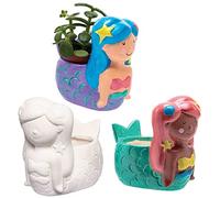 Baker Ross Pots de Fleurs en Céramique motif Sirène - Lot de 3, Activites Manuelles pour les Enfants (FC835)